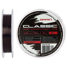 Волосінь Brain Classic Carp Line 150m 0.25mm 15lb 6.6kg Dark Brown