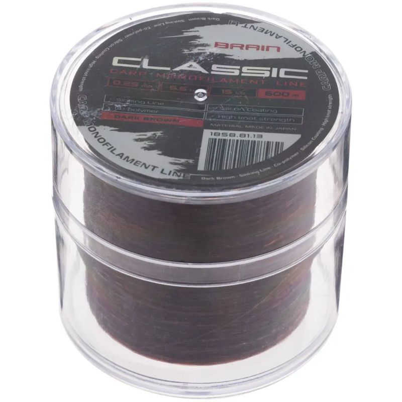Волосінь Brain Classic Carp Line 600m 0.28mm 18lb 7.9kg Dark Brown