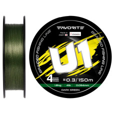 Шнур Favorite U1 PE 4x 150m #2.0/0.242mm 26lb/12.0kg Dark Green