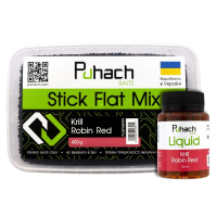 Набор пелетс + ликвид Puhach Baits Stick Flat Mix Krill Robin Red + Liquid Krill Robin Red