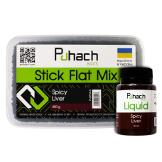 Набір пелетс + ліквід Puhach Baits Stick Flat Mix Spicy Liver + Liquid Spicy Liver