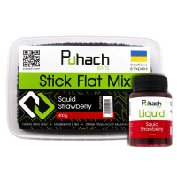 Набір пелетс + ліквід Puhach Baits Stick Flat Mix Squid Strawberry + Liquid Squid Strawberry