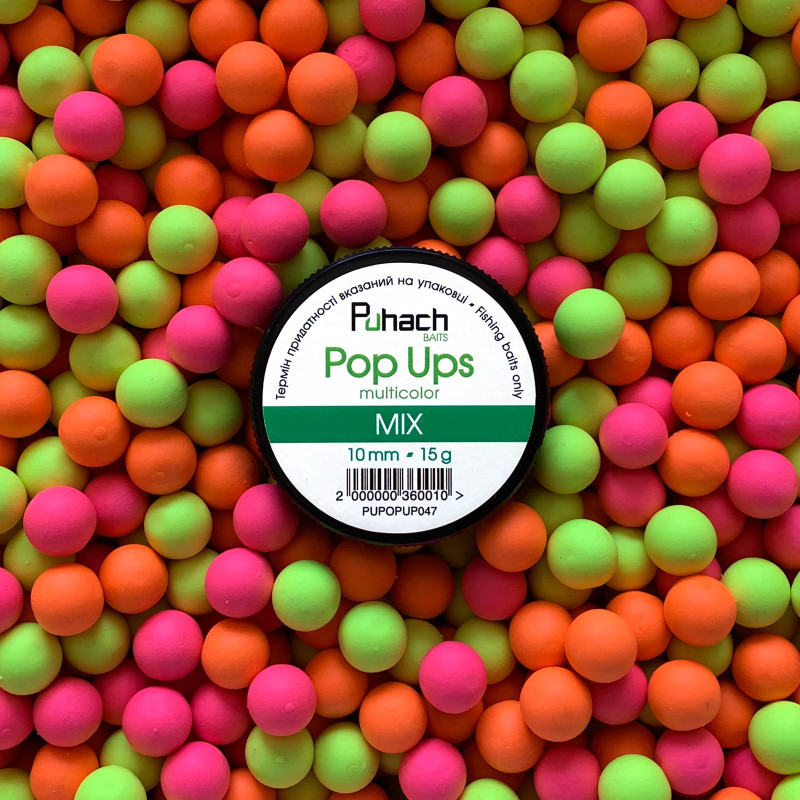 Попап Puhach Baits Pop Ups 10 mm Multicolor - MIX (Без Запаху)