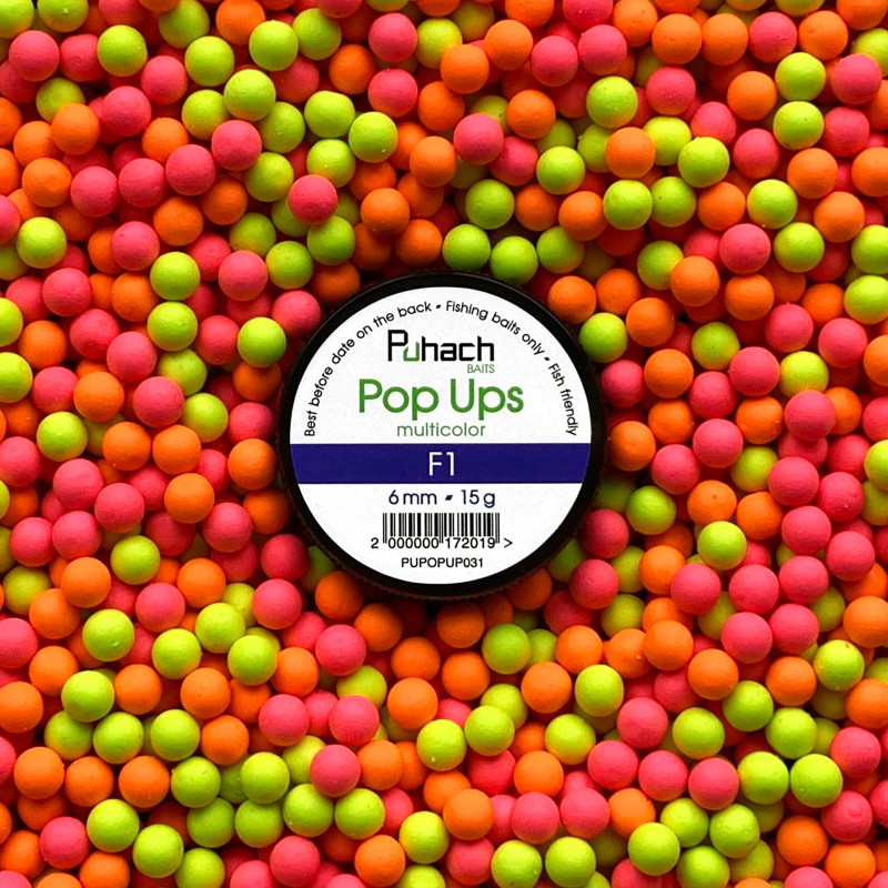 Попап Puhach Baits Pop Ups 6 mm Multicolor - F1 Bubble Gum (Бабл Гам)