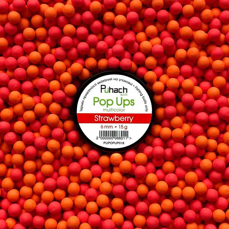Попап Puhach Baits Pop Ups 6 mm Multicolor - Strawberry (Полуниця)